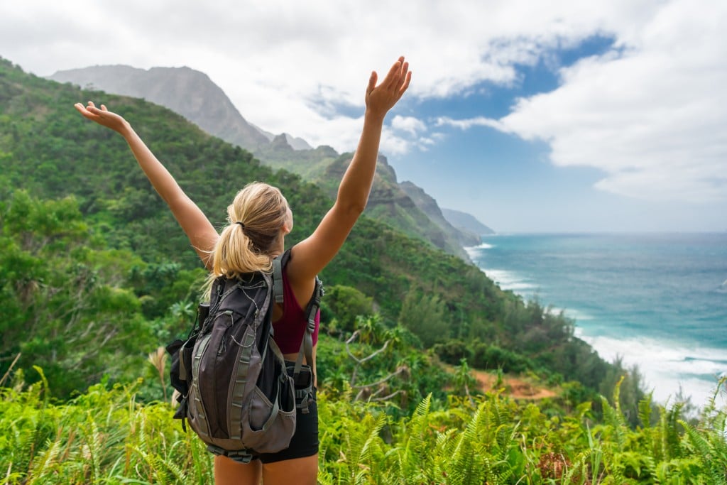 Hiker Celebrating The Beauty