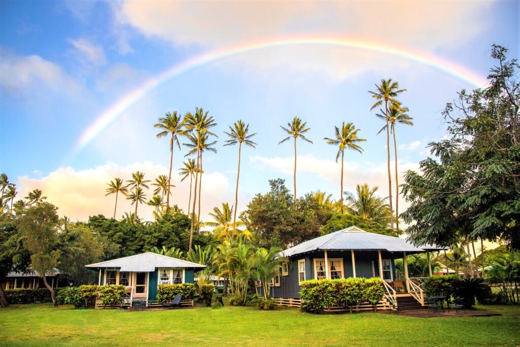 Rainbow Over Cottages