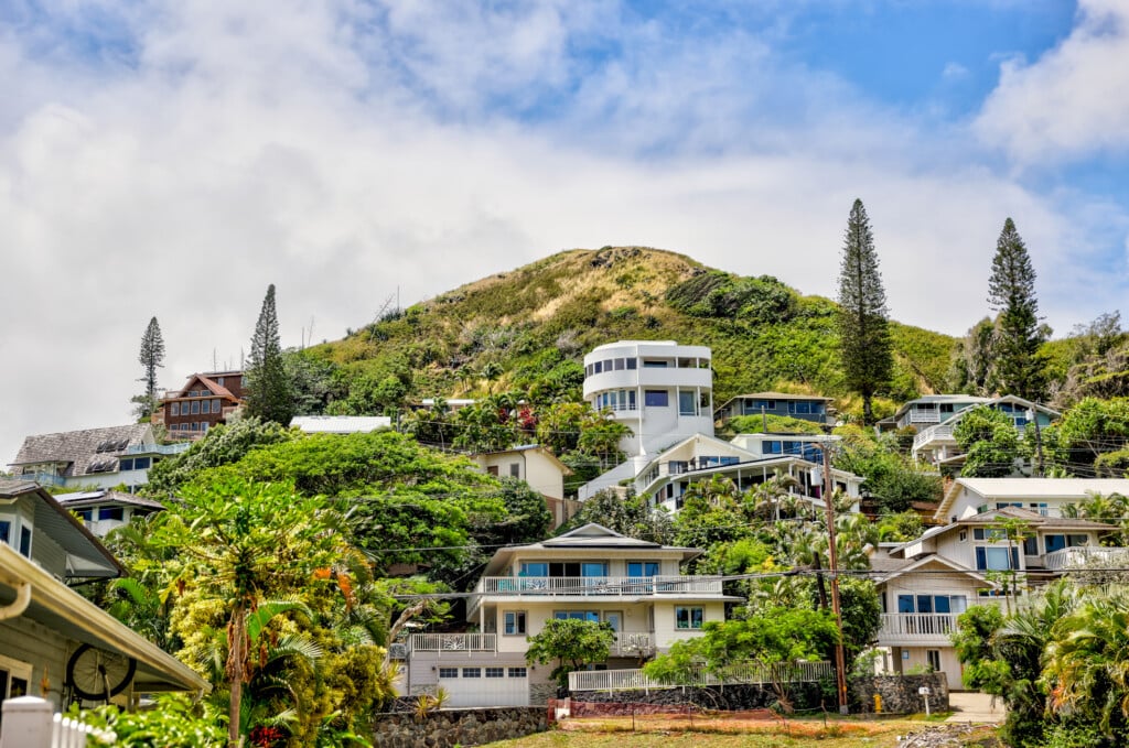 Residential Neighborhood On The Hills Surrounding Lanakai Beach On Oahu