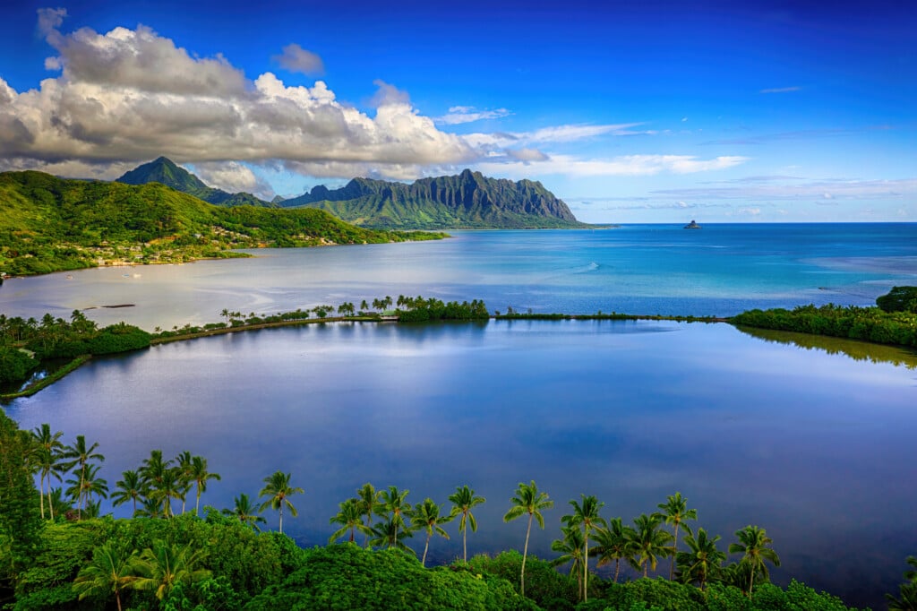 Scenic View Of Sea Against Sky,kaneohe,hawaii,united States,usa