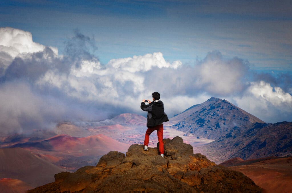 Young Man Photographing At The Top Of Haleakala