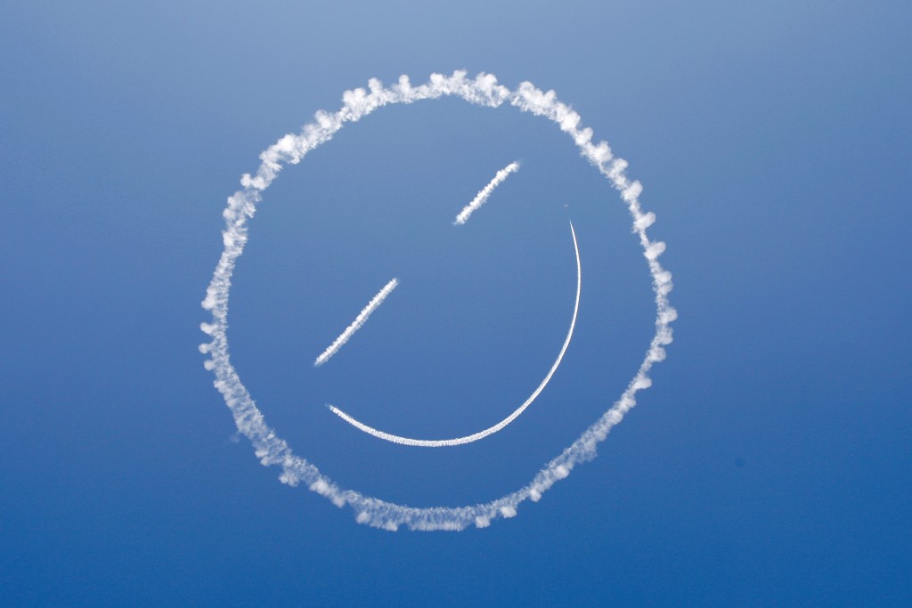 A Sky Writer Draws A Smiley Face In The Sky At Start Of Los Angeles County Air Show At The General William J. Fox Airfield In Lancaster