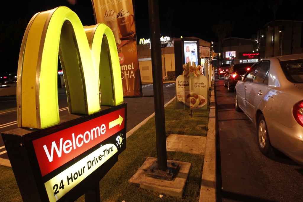 A Mcdonald's Restaurant's Drive Thru Sign Is Pictured In Los Angeles