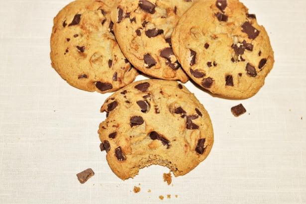 Chocolate Chip Cookies On White