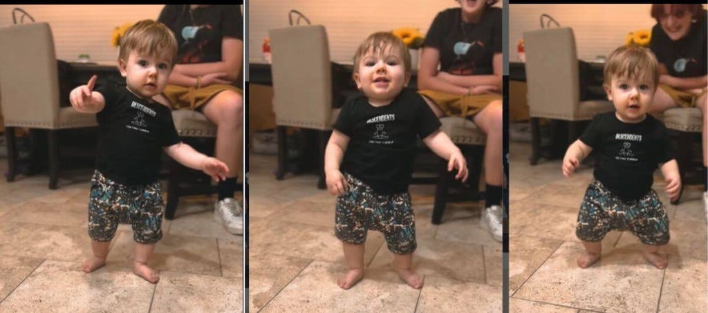 Toddler Does A Dance While Learning How To Walk