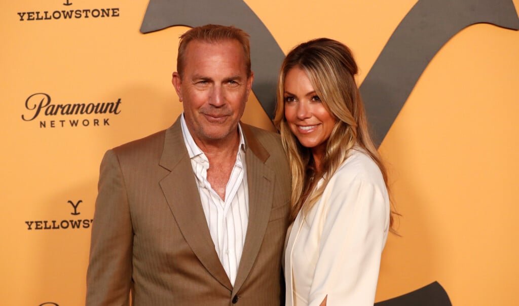 Cast Member Costner And His Wife Christine Baumgartner Pose At A Premiere Party For Season 2 Of The Television Series "yellowstone" In Los Angeles