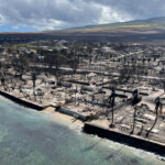 The Shells Of Burned Houses And Buildings Are Left After Wildfires In Lahaina