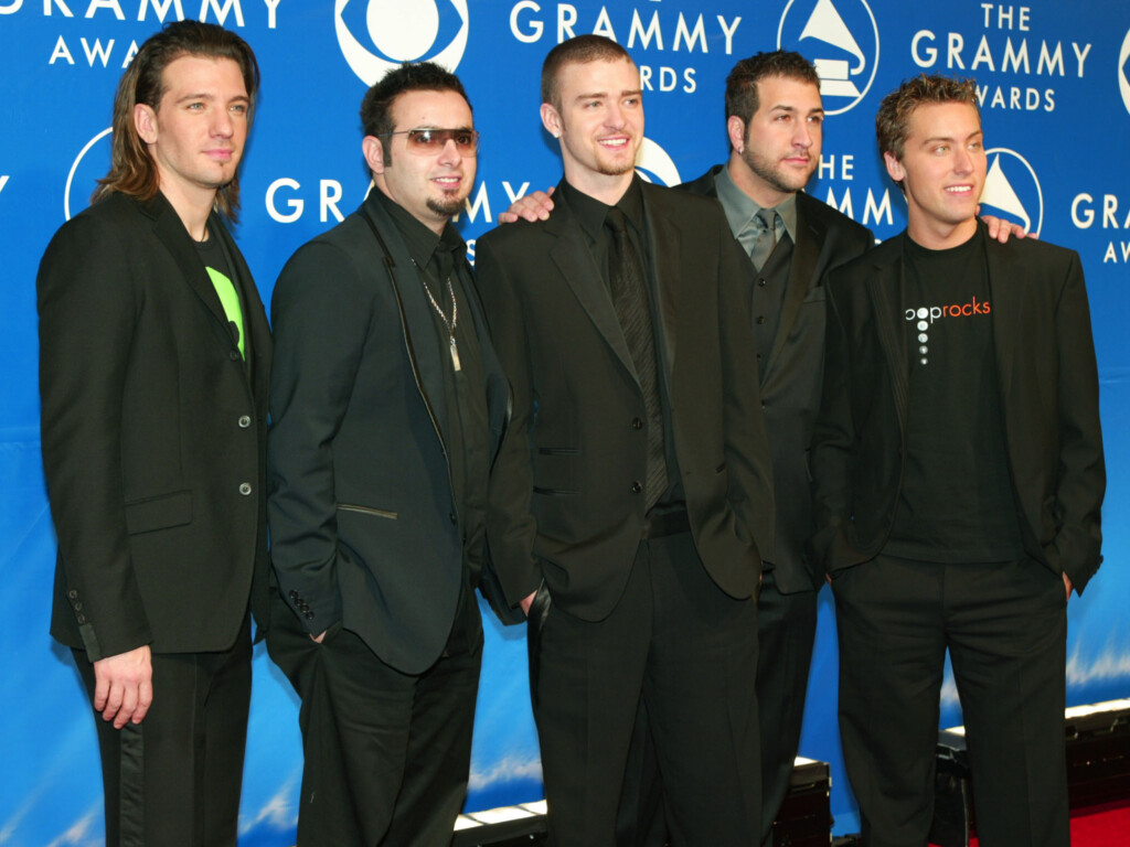 N'sync Poses For Photographers As They Arrive For 45th Annual Grammy Awards.