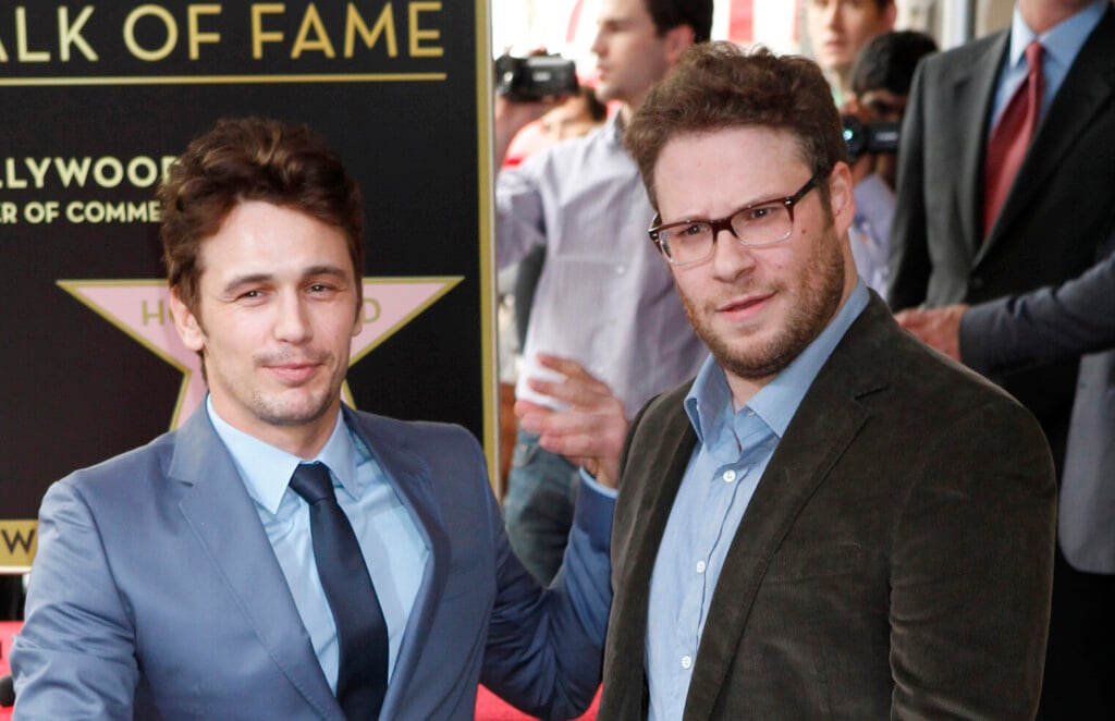 Actor James Franco Poses With His Newly Unveiled Star On The Hollywood Walk Of Fame