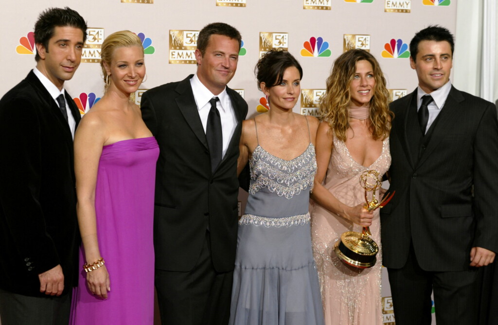 Friends Cast Appears With Winner Jennifer Aniston At Emmy Awards