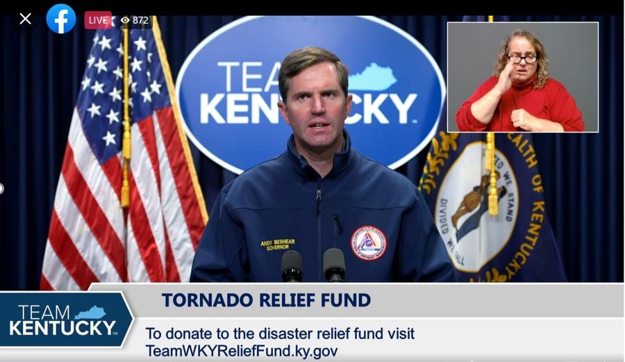 Kentucky Gov. Beshear gives an update on tornado relief and recovery in Dec. 14.