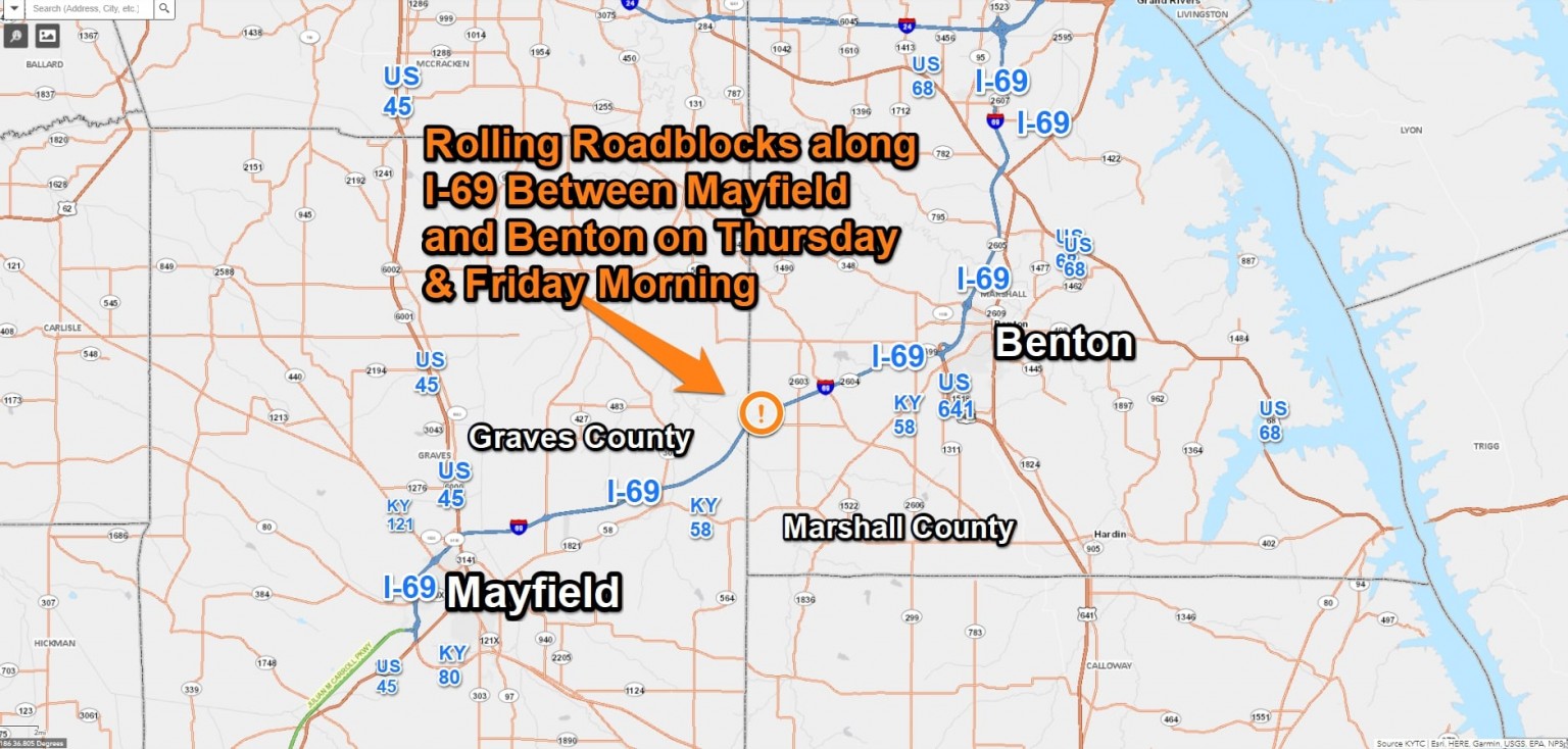 Rolling roadblocks on I69 in Marshall, Graves counties Dec. 3031