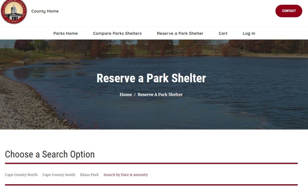 Cape Girardeau County Park Reservation website