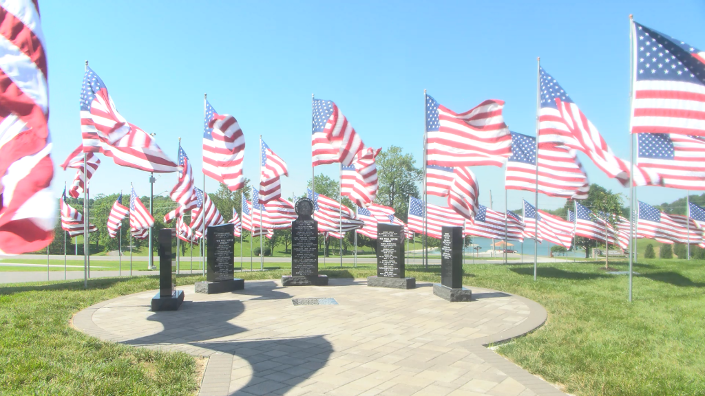 Avenue of flags at Cape County Park in Cape Girardeau