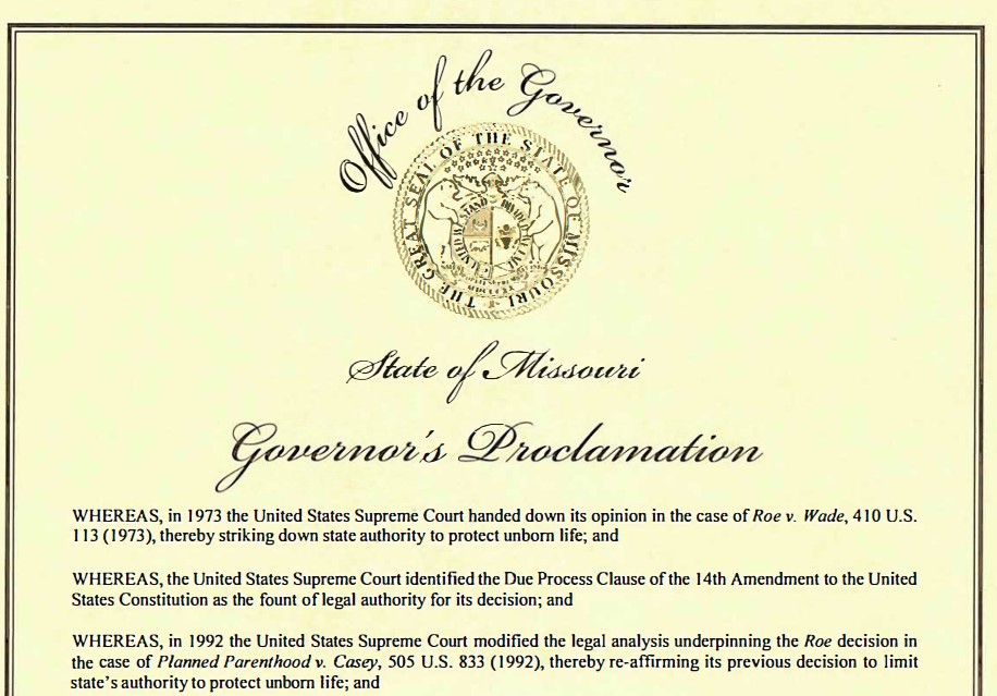 Mo Gov Proclamation