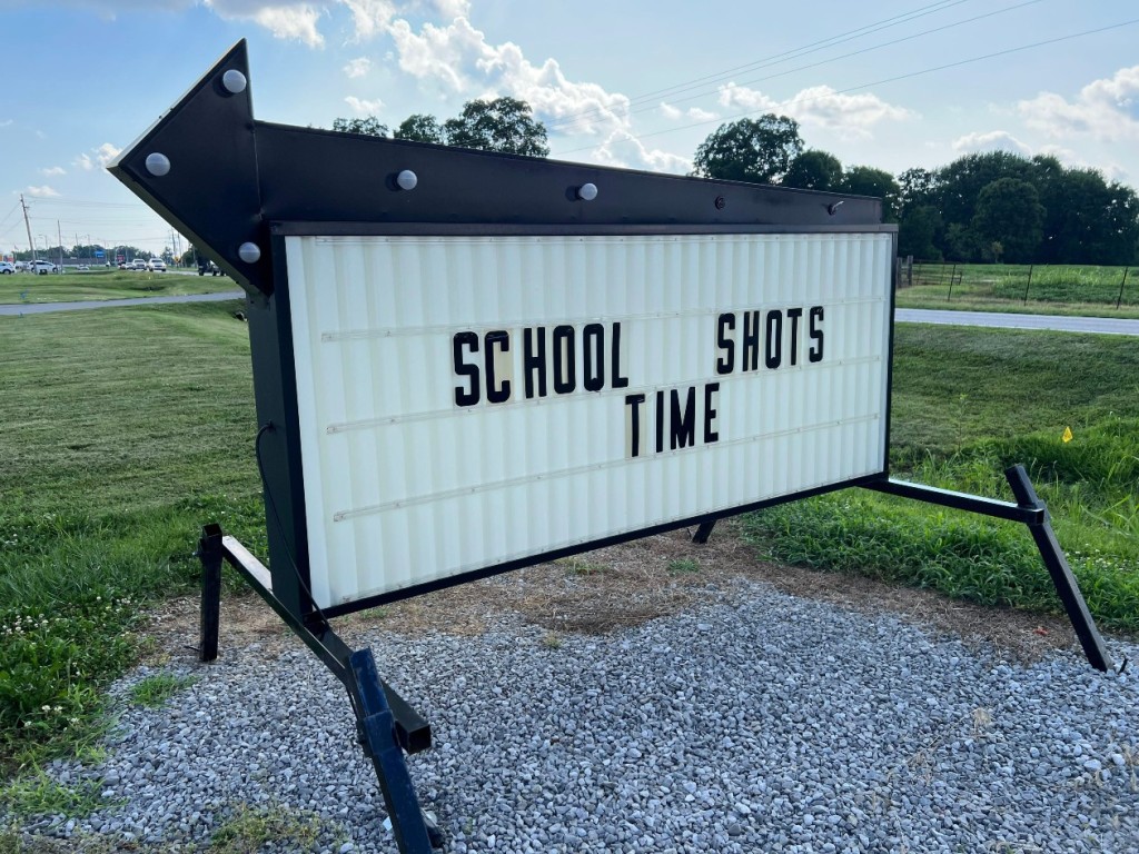 School Shots Sign