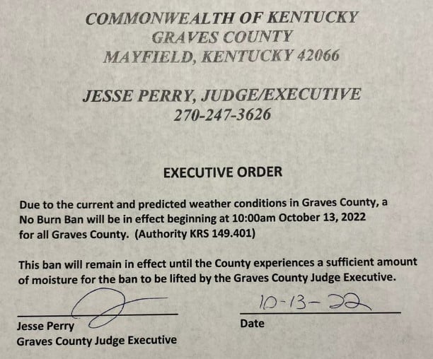 Graves County Burn Ban 10-13-22