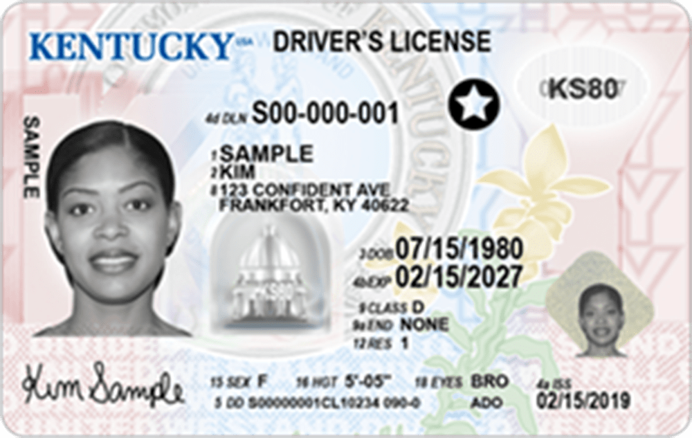 example REAL ID (Source: drive.ky.gov.)