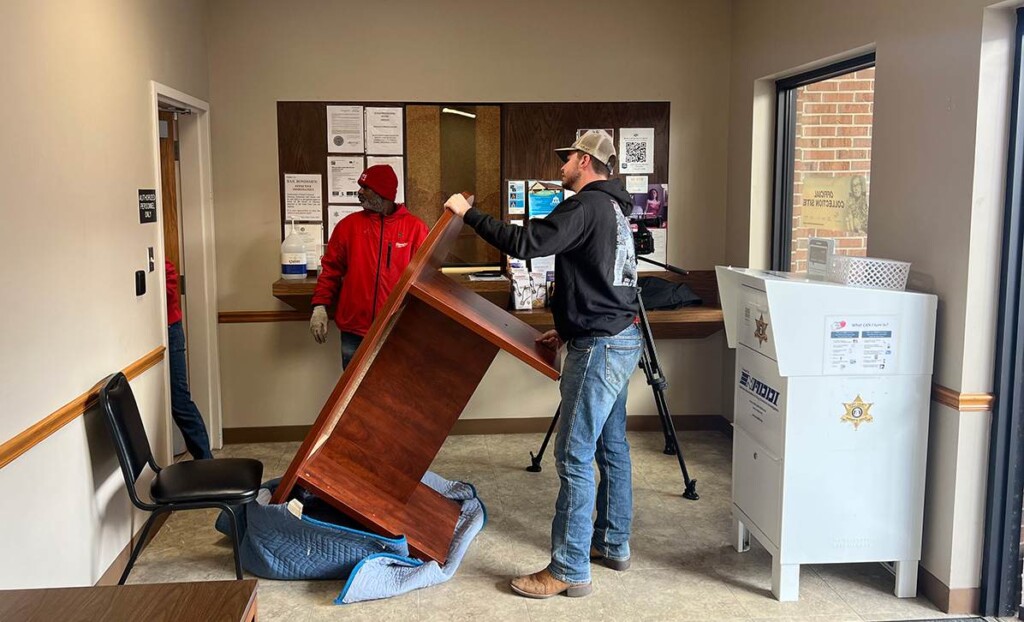 Movers move office furniture from the old Scott County Sheriff's Office. (Source: FOX23 MMJ Sasha Moore)