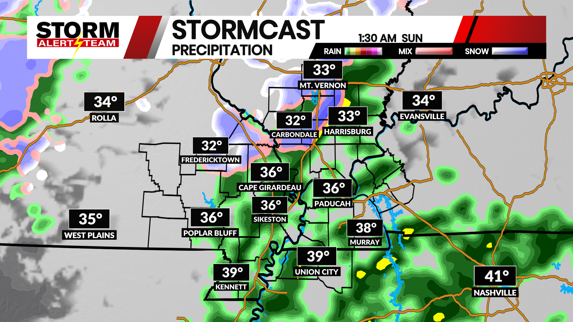 Rain and snow chances heading into Sunday (1/21/23) - KBSI FOX23 News ...