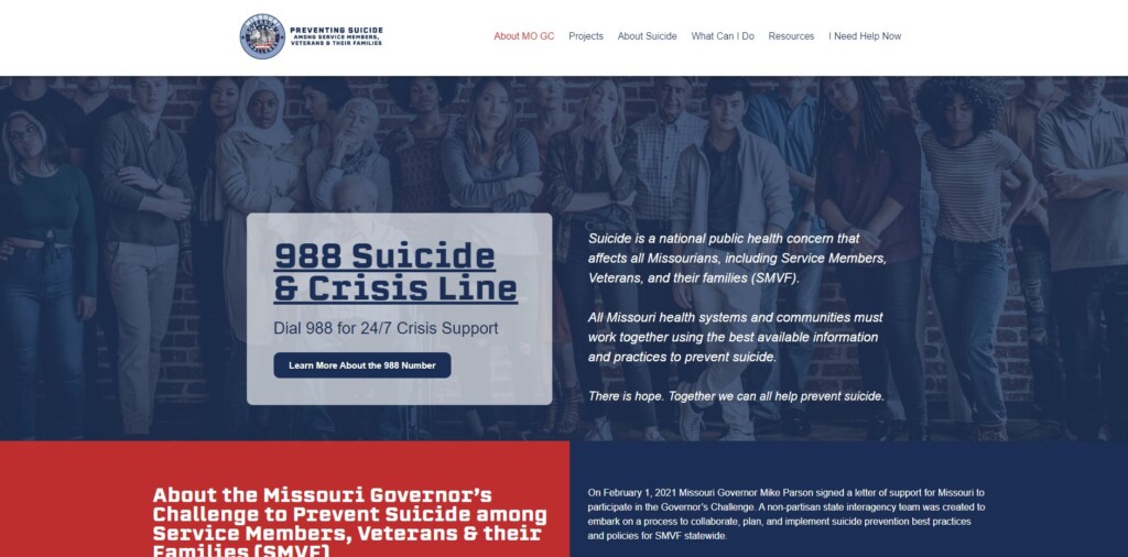 Suicide Prevention website (Source: Missouri Governor's Challenge Team/Twitter)
