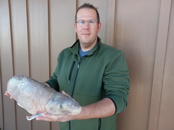 MDC confirms Travis Uebinger is the first state record holder of 2023 after catching an 11-pound, 5-ounce blue sucker Jan. 15 from the Osage River. (Source: MDC)