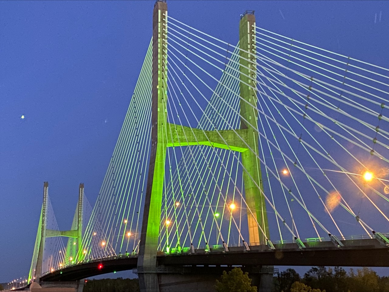 Bill Emerson Memorial Bridge goes green for Mental Health Awareness ...