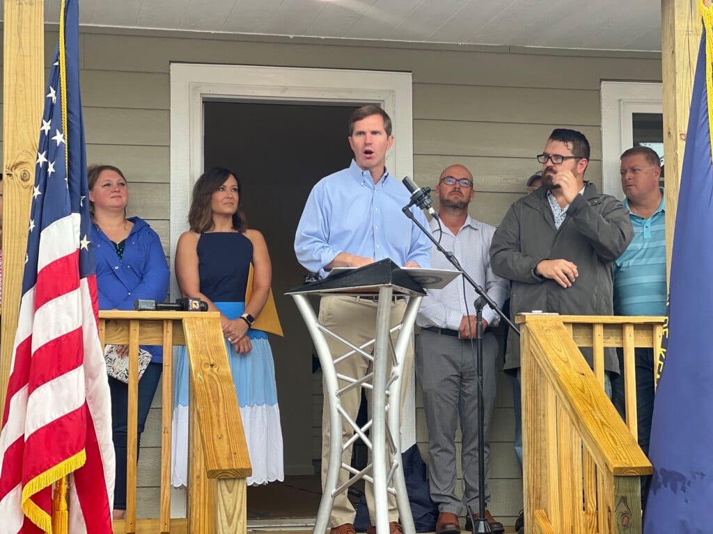 KY Gov. Andy Beshear speaks at new home dedication in Mayfield, KY (Source: Sasha Moore/FOX23 News)