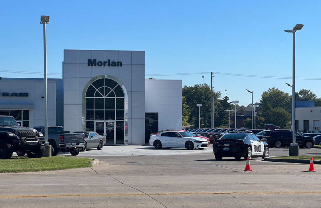 Police investigate after multiple vehicles were stolen at the Morlan Chrysler Dodge Jeep Ram dealership on Siemers Drive in Cape Girardeau. (Source: FOX23 Multimedia Journalist Sasha Moore)