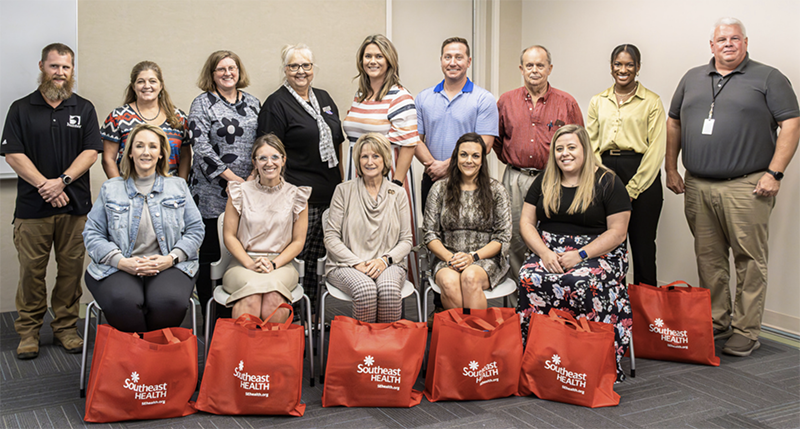 Eleven area organizations were awarded automated external defibrillators (AED) by the SoutheastHEALTH Foundation Ambassadors through an application/greatest need process. Representatives of those organizations are shown here. (Source: SEHealth)