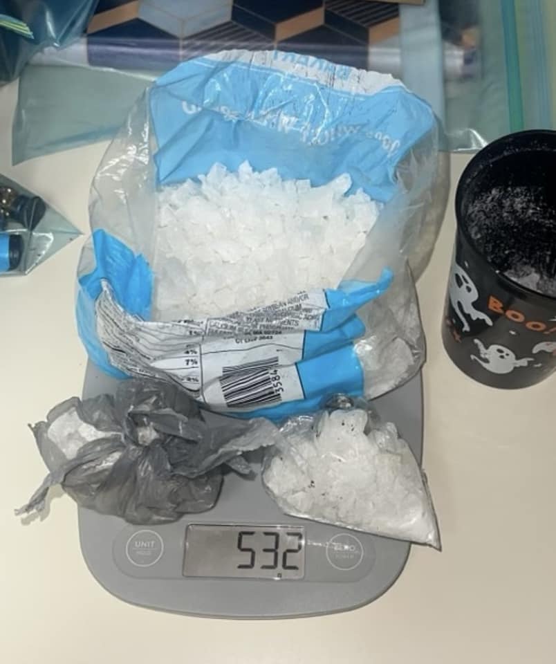 Sheriff's deputies found approximately 532g (1.17 pounds) of crystal methamphetamine. (Source Calloway County, KY Sheriff's Office/Facebook)