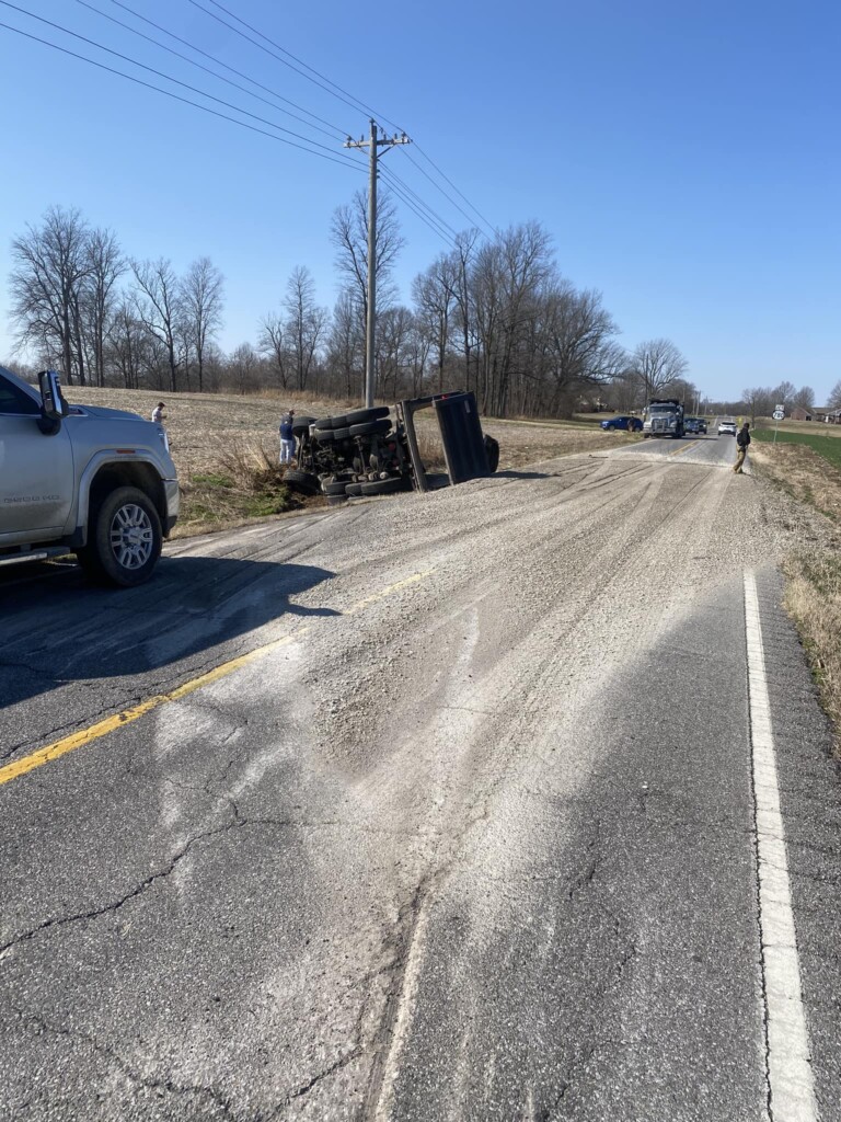 A gravel truck overturned on Hwy. 58 East. (Source: Hickman County KY Sheriff's Office/Facebook)
