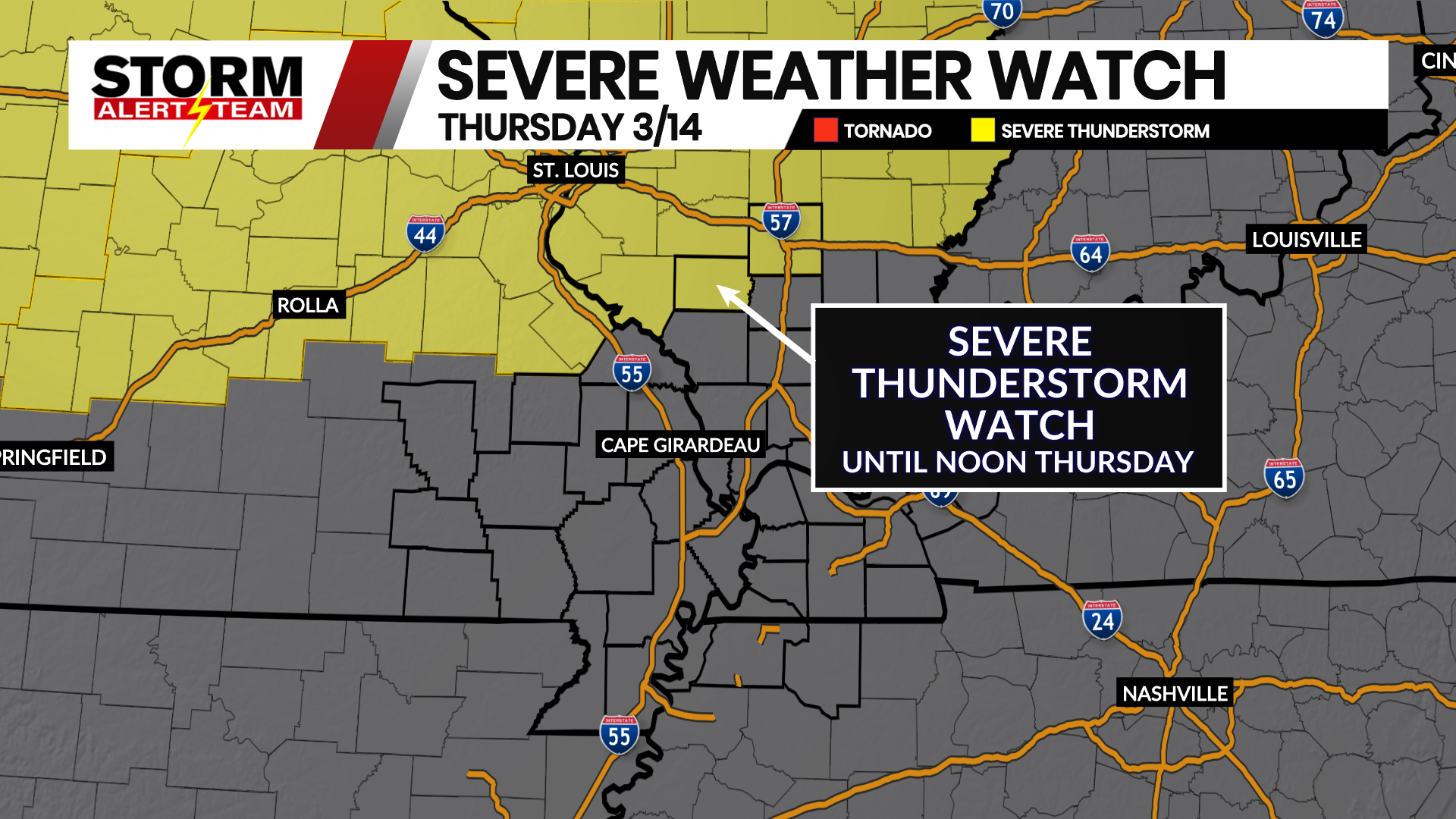 Severe Thunderstorm Watch until noon Thursday - KBSI Fox 23 Cape ...