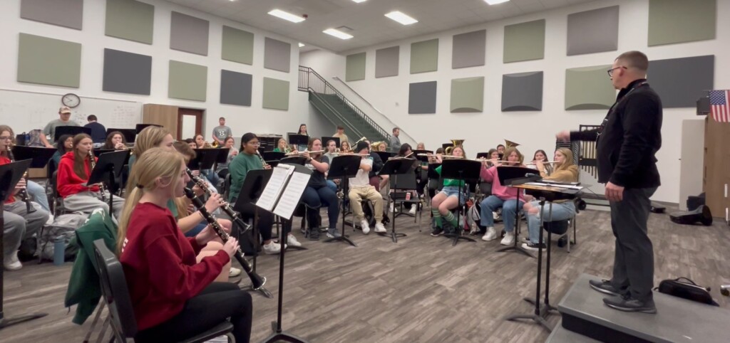 The Perryville High School Band practices on Friday, March 15.