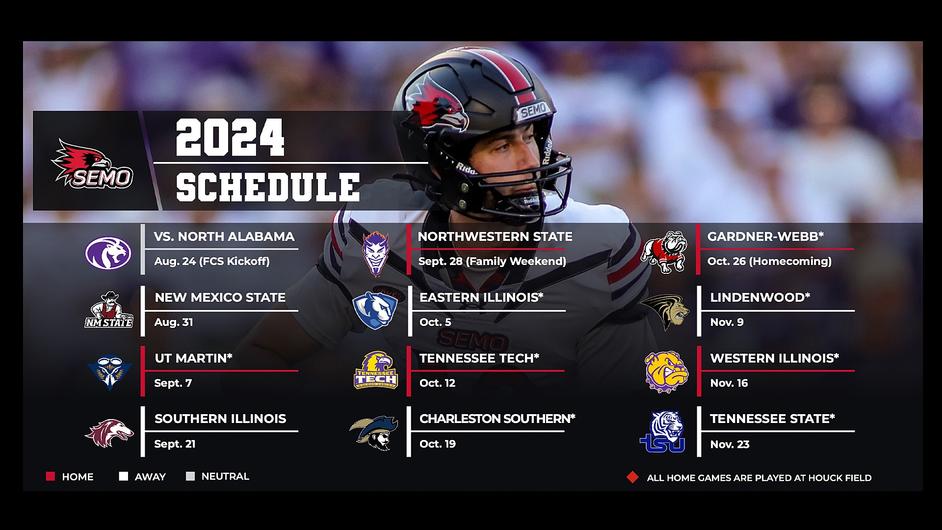 SEMO releases 2024 football schedule KBSI Fox 23 Cape Girardeau News