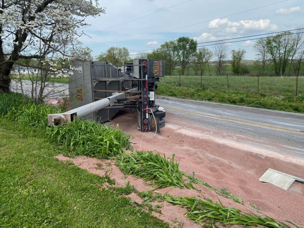 US 641 KY 91 in Fredonia is blocked after a semi overturned. (Source: Kentucky Transportation Cabinet District 2/Facebook)