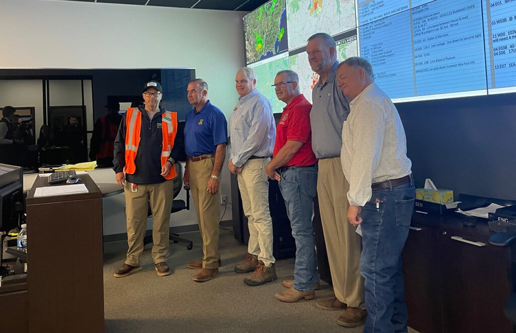 Acting Missouri Governor Mike Kehoe tours storm damage in Sikeston on May 28. (Source: FOX23 News Multimedia Journalist Shelby Brown)