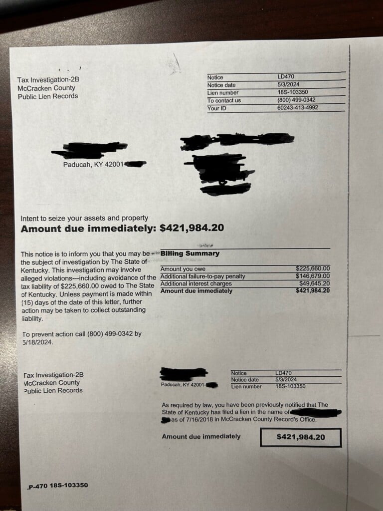 Deputies say the scammers (supposedly in Kennewick, Washington) got hold of legitimate (but old and not active) paperwork to create the scam. (Source: McCracken County Sheriff's Office/Facebook)