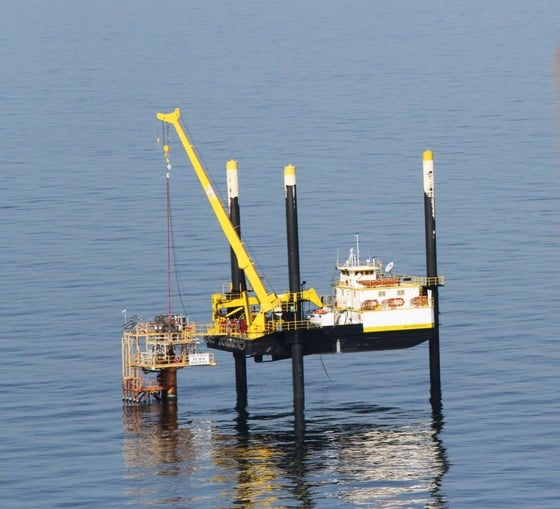 A lift boat is expected to start Geotech drilling in the Ohio River this weekend just upstream from the U.S. 51 Ohio River 'Cairo' Bridge. The Donald Olsen is expected to arrive on-site the afternoon of Friday, June 30 and work in the river for about two months checking riverbed soil density to help with design of piers for a new bridge. (Source: KYTC)