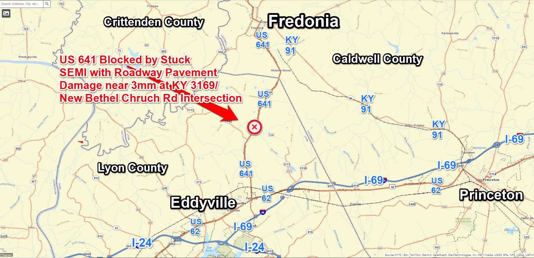 U.S. 641 reopened between Eddyville & Fredonia after semi gets stuck KBSI Fox 23 Cape