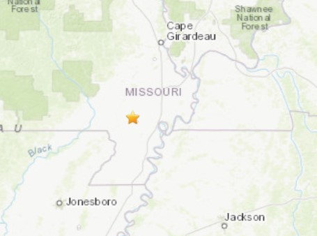 Earthquake July 24 near Parma, MO (Source: USGS)