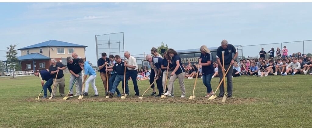 School leaders break ground for a new agriculture science multipurpose building Saxony Lutheran High School. (Source: FOX23 Multimedia Journalist Shelby Brown)