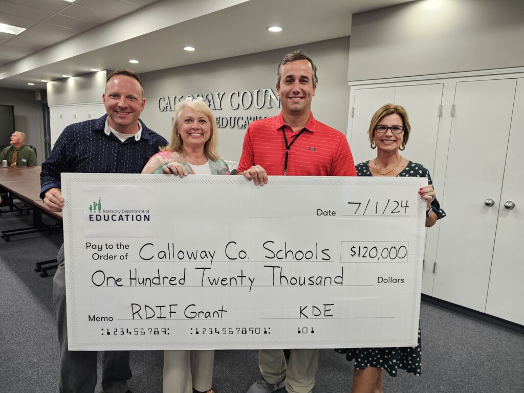 Pictured left to right are Southwest principal Mark Mallory, North principal Melinda Hendley, Director of PD/PR Ryan Marchetti, and East principal Monica Williams. (Source: Calloway County Schools)