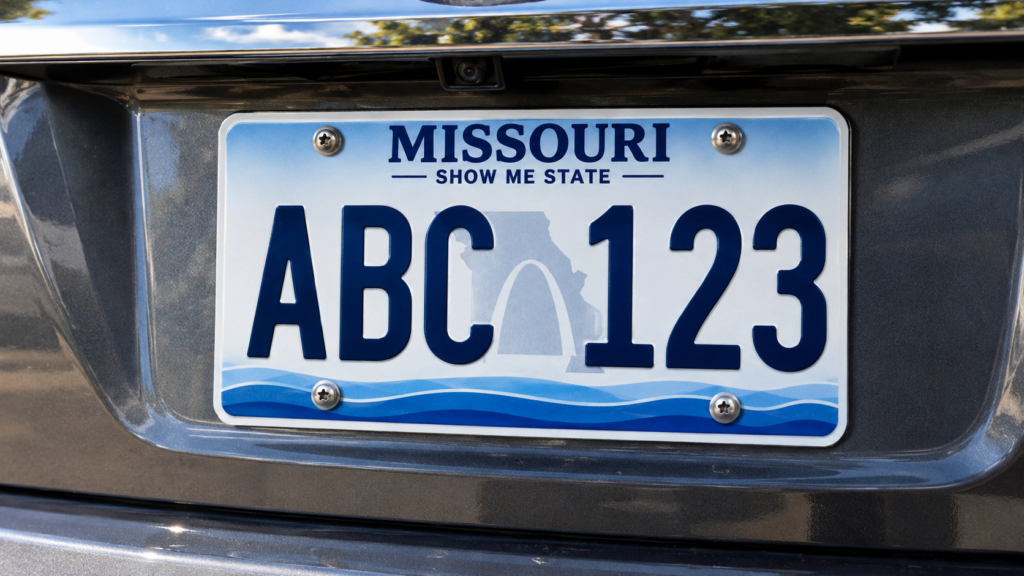 Missouri License Plate Close Up