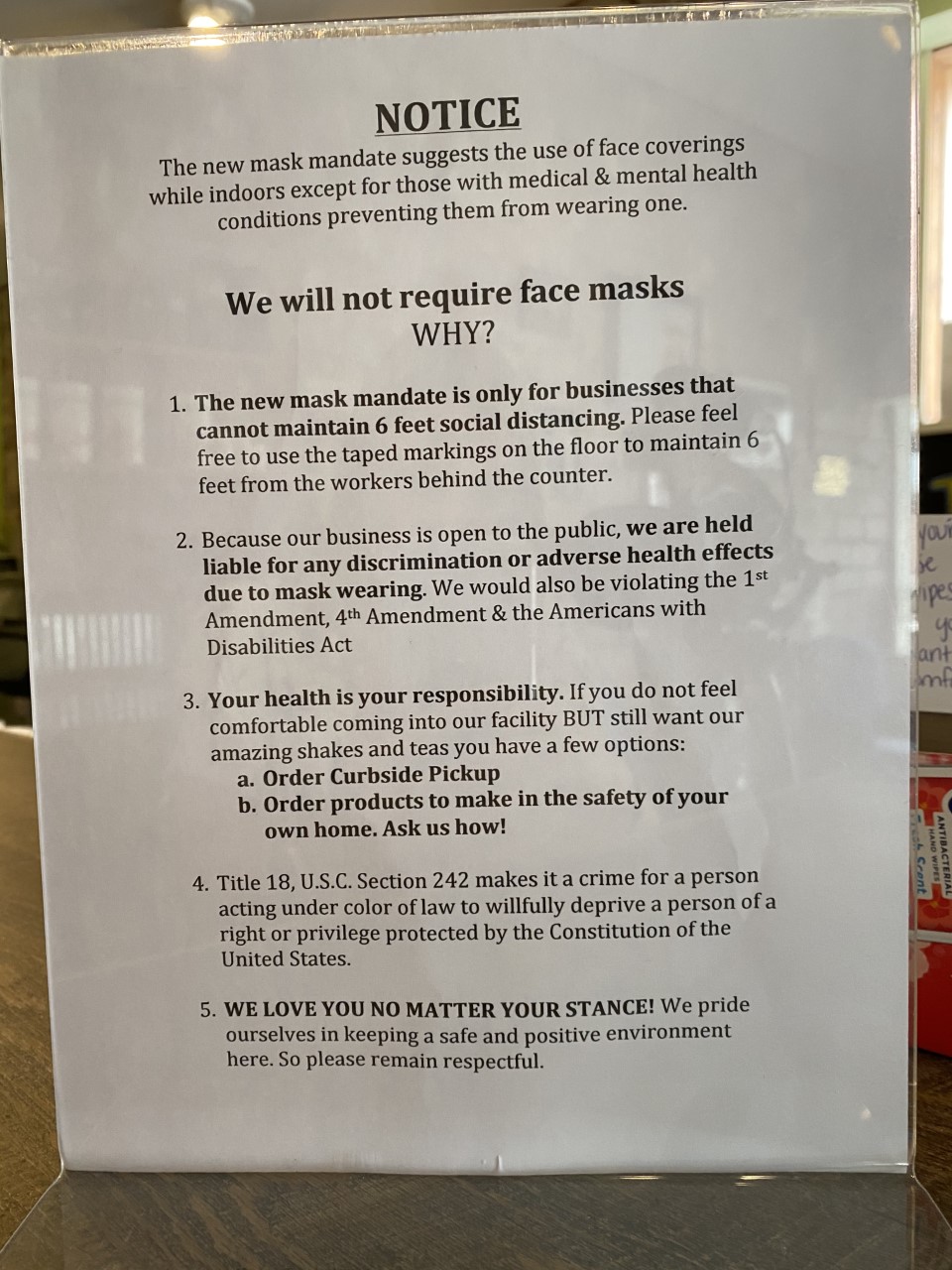 Lincoln business says it won't require customers to wear masks