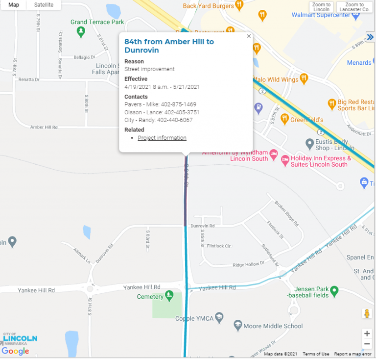 Multiple road closures in Lincoln on Monday