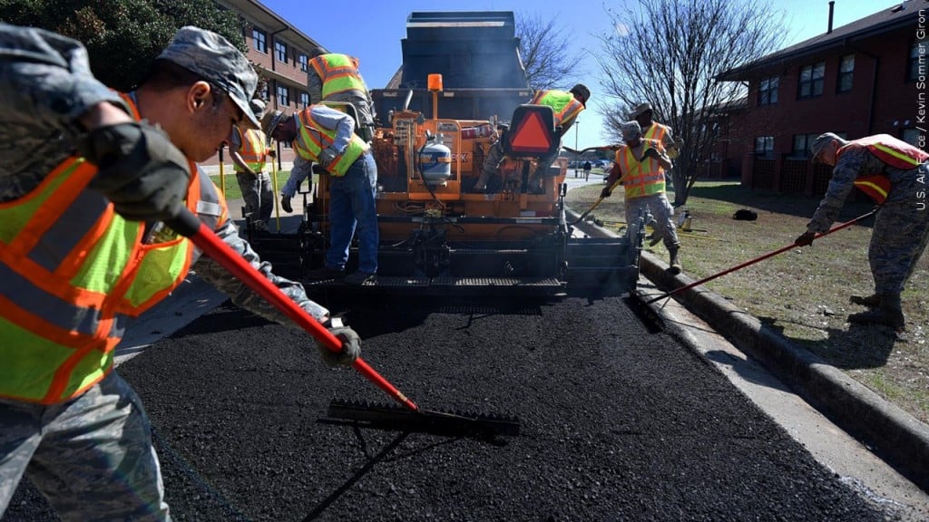 Paving road work