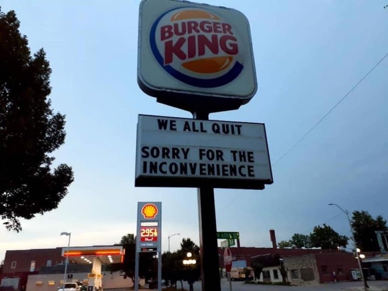 'WE ALL QUIT' Local Burger King sign goes viral