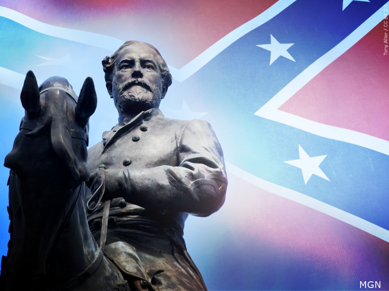 Statue of Confederate Robert E. Lee coming down in Virginia