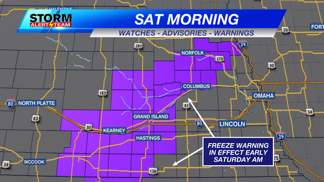 Frost Advisory and Freeze Warning issued for early Saturday